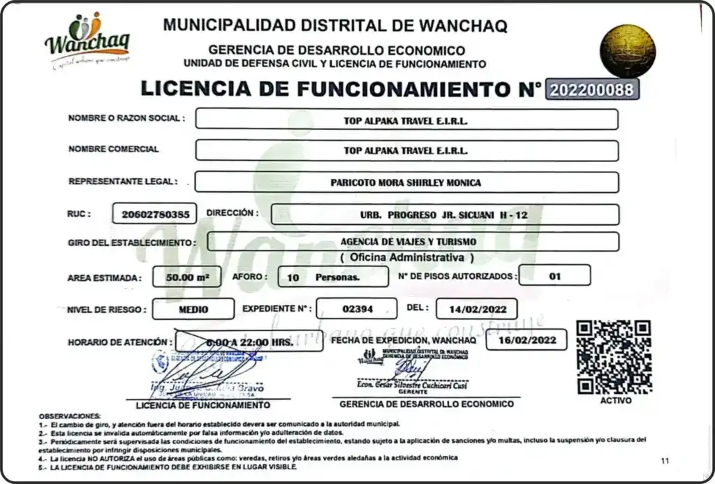 Licencia de funcionamiento